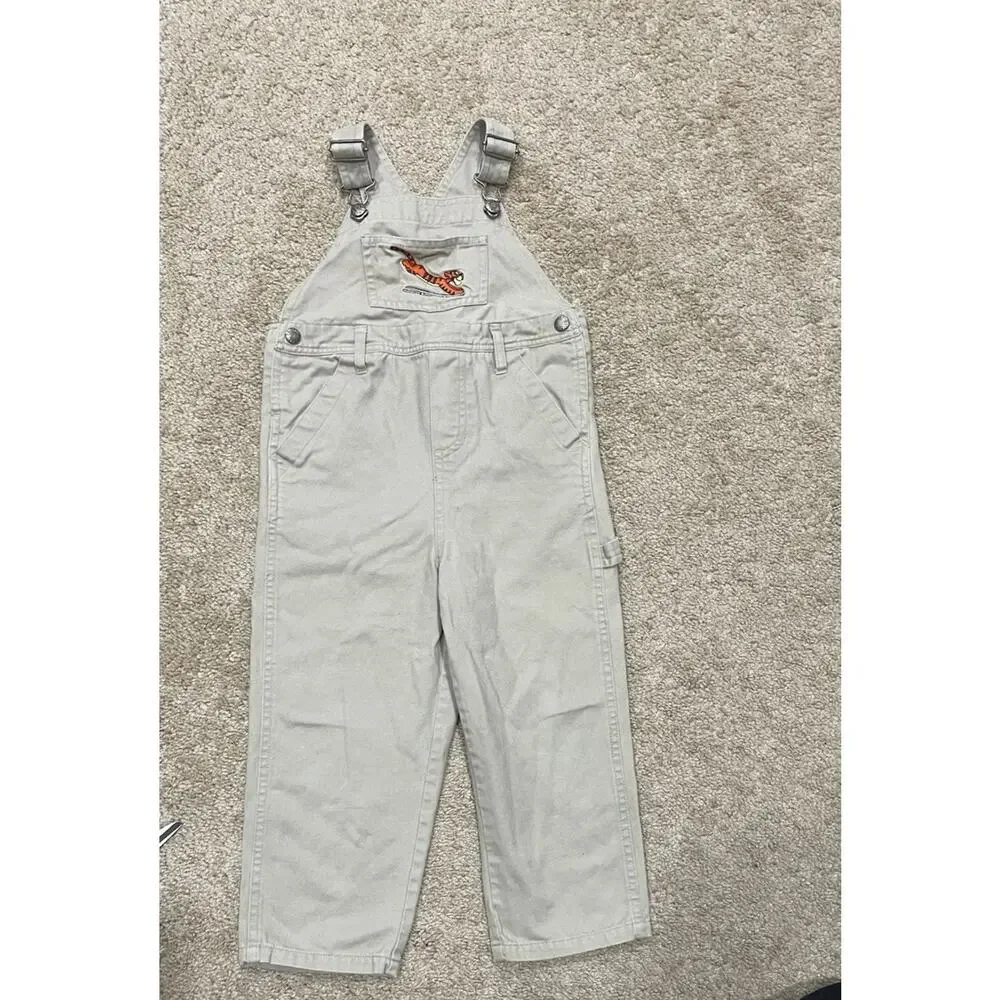 2001 Vintage Winnie the Pooh Tigger Disney Store Khaki Overalls Size 3T Y2K 90s